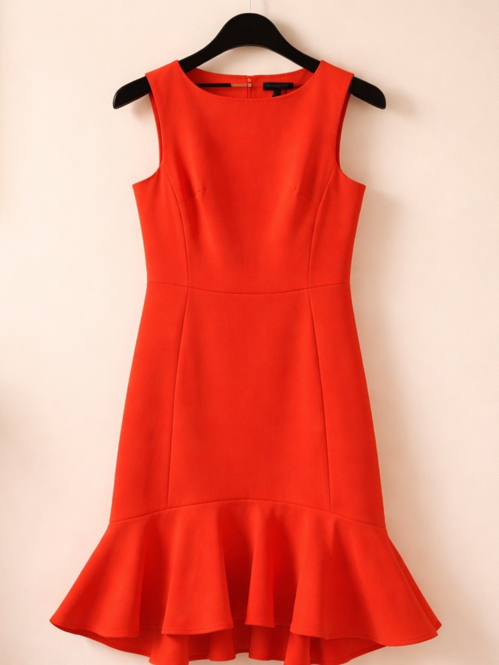 Donna Karan  Sleeveless Ruffle-Hem Dress in Vibrant Orange